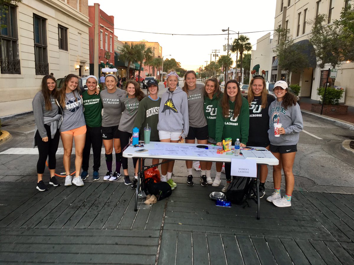 mckerch8's tweet photo. Stetson's Women's Lax @Monters on Main St in DeLand. #SUnited https://t.co/BmcL1W9nam