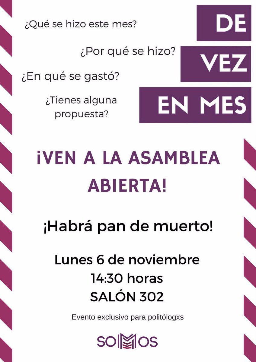 El lunes 6 de nov es "De vez en mes". Es una asamblea abierta en la que se transparenta el trabajo  y se reciben propuestas. Todxs invitadxs