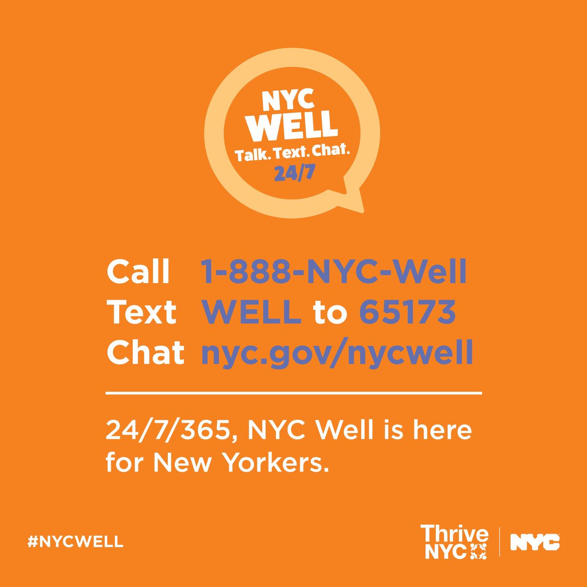 NYCFirstLady109's tweet image. Anyone who needs extra support in the wake of this tragedy can call #NYCWell to speak with a trained counselor at any time of day or night.