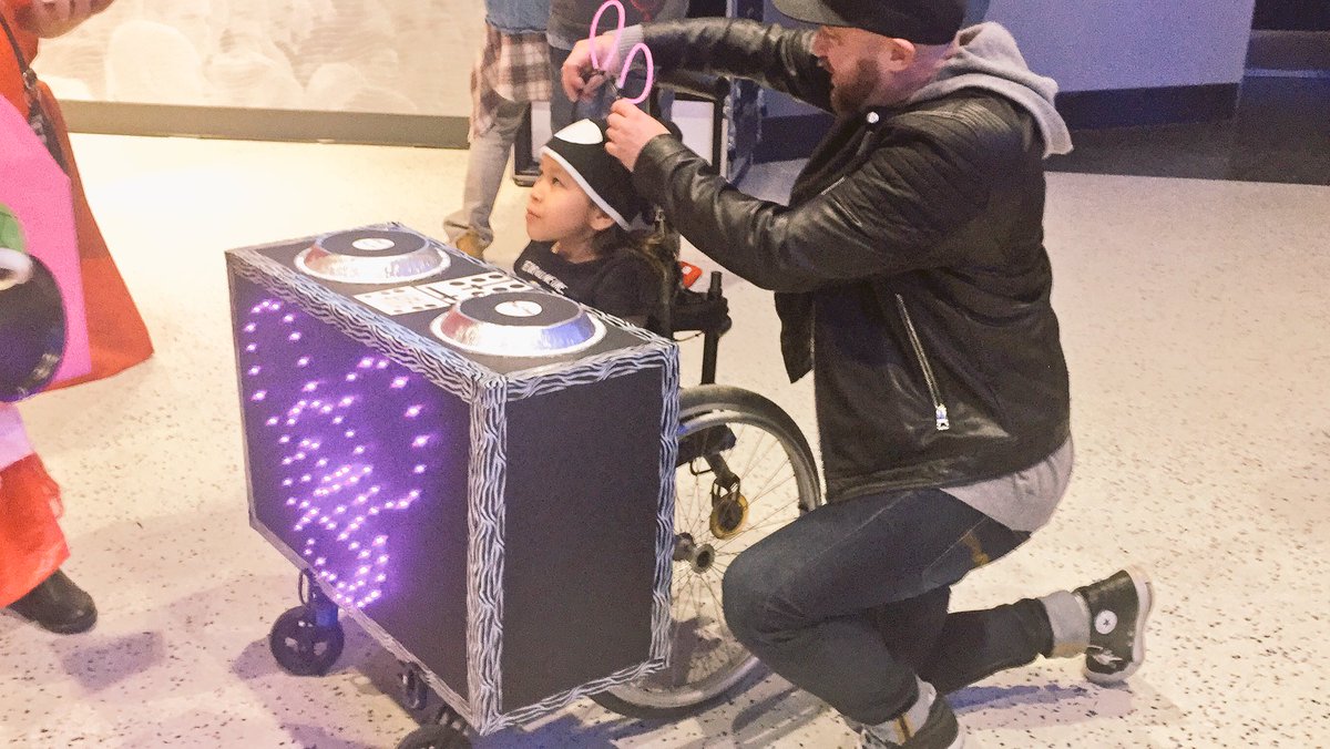 This is N'Tanis from The Pas at the Deadmau5 show and her mother made her this DJ booth costume AND SHE WINS HALLOWEEN SHE IS SO SWEET!!!