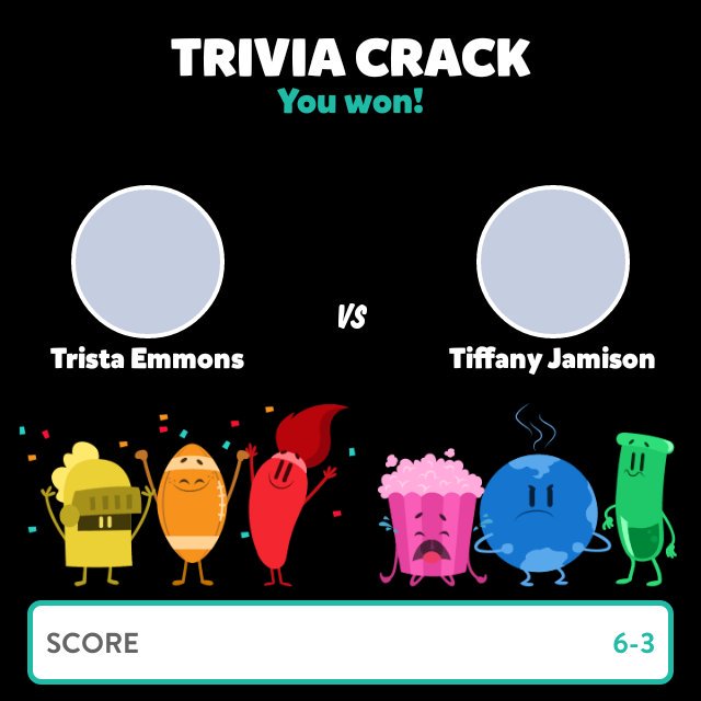 I just won a game against Tiffany Jamison in Trivia Crack! - triviacrack.com/en/landing