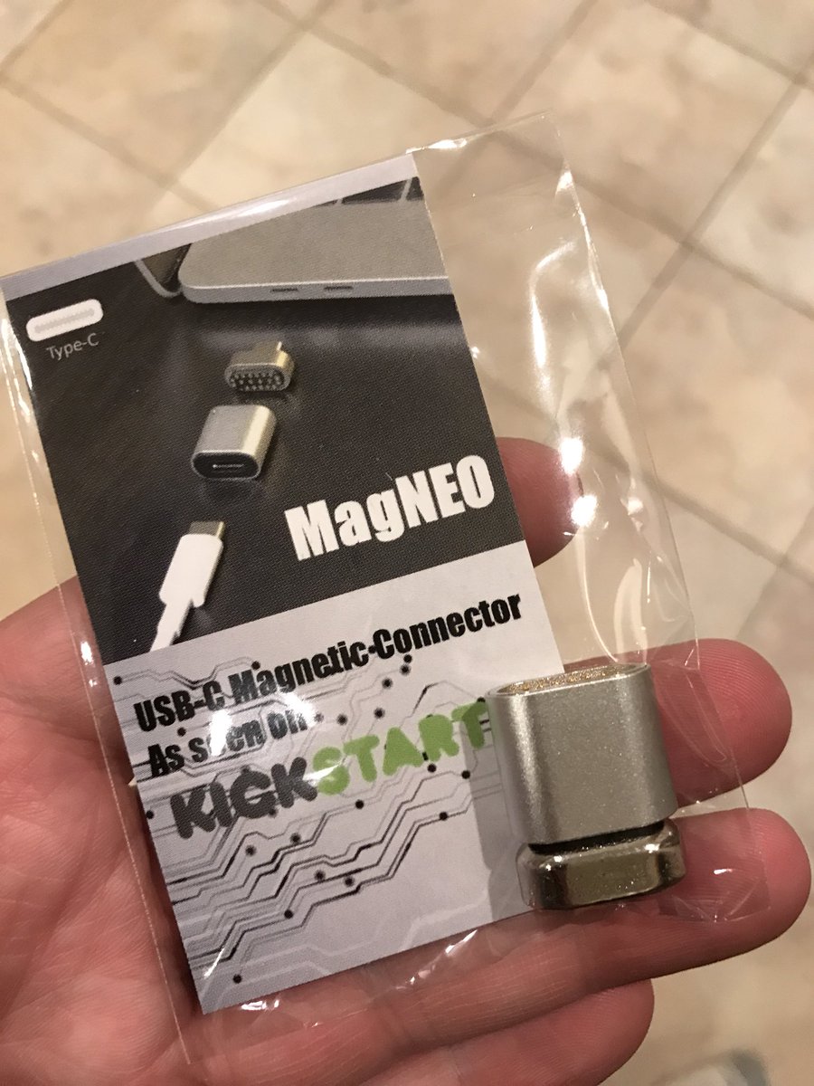 CPAutoScribe's tweet photo. Hell has frozen over, I finally received my #MagNeo USB-C faux Magsafe adapter. @kickstarter purchase from December 16 and it just arrived. https://t.co/MAe1H8Cp4p