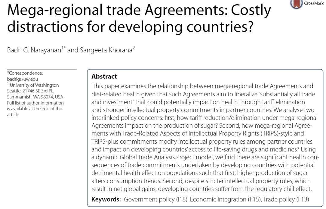 GTAP_Purdue's tweet photo. New from @badrinarayanang and #Khorana: Regional trade agreements & dev'ing countries. #GTAP #GDYN #GTAPAlum https://t.co/7NwC7WMUMJ https://t.co/nVknqoCRIq