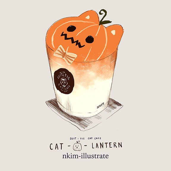 nkim_illustrate's tweet photo. Limited time Halloween themed drinks only at the Suit &amp; Tie Cat Cafe! https://t.co/x4F9EjaqzU