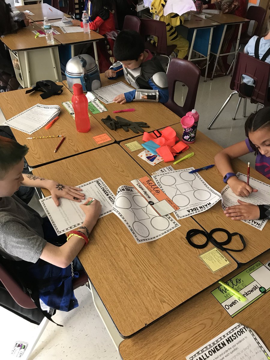 whaledonein4th's tweet image. Costumes, candy, and close reading!! Diving into the history of Halloween before our parade #bestyearever #textdetectives