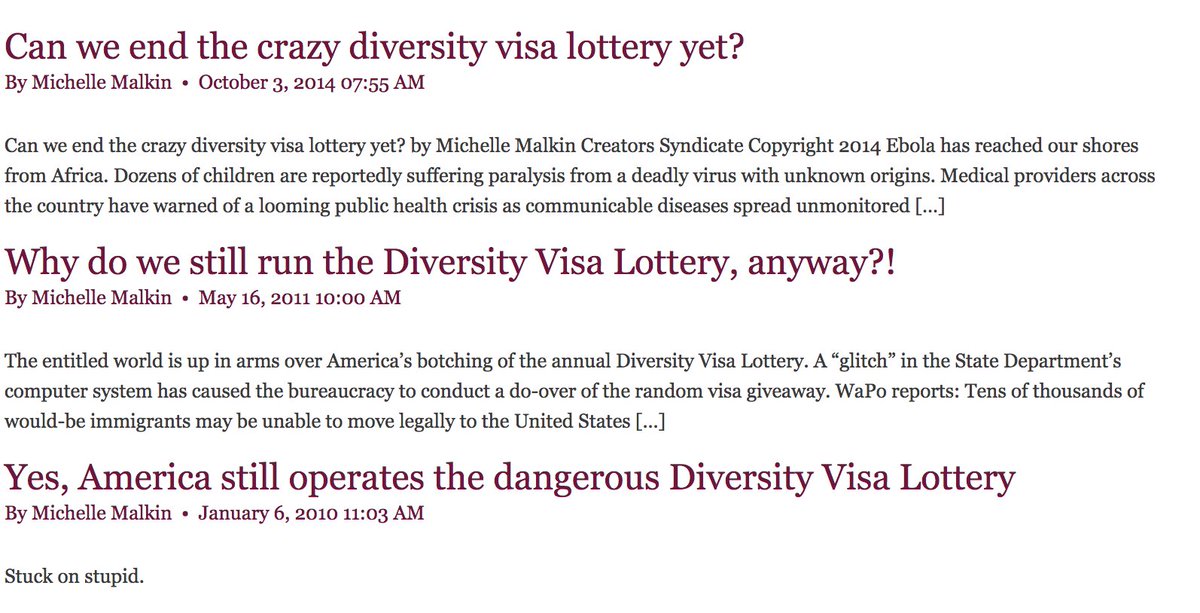 michellemalkin's tweet image. Open-borders morons in BOTH parties are to blame for creation &amp;amp; continuation of dumb &amp;amp; deadly diversity visa lottery. Have called for its end for 15 years since INVASION! 
Time for @realdonaldtrump @potus to DUMP IT ASAP.
michellemalkin.com/?s=diversity+v…
