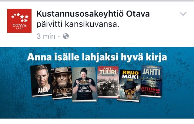 venlarossi's tweet photo. Anna isälle lahjaksi kirja, mutta muista varmistaa että kirjoittajakin on mies! Muuten maailma tuhoutuu. #allmalepanel https://t.co/HF2cTYhMmb