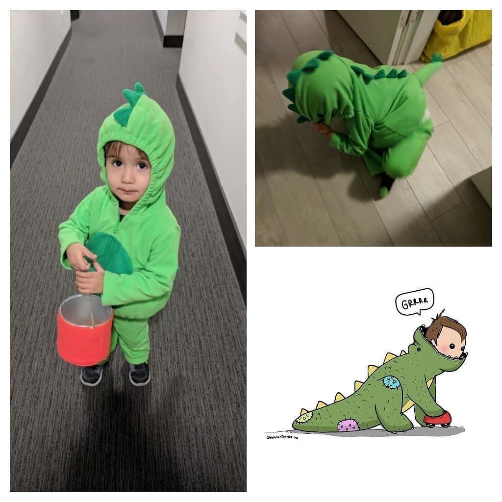 midnightdoodles's tweet photo. When your kid dresses up as the character you made of him... #midnightdoodles #dragonkin #halloween https://t.co/kHclJFZvOZ https://t.co/hWEflHHcS6