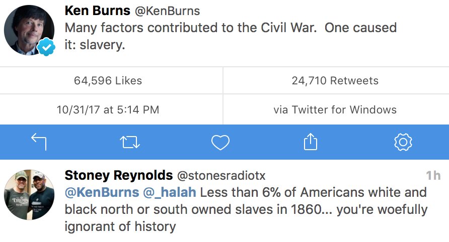 ExistentialEnso's tweet photo. Imagine being so woefully ignorant of civil war history that you think Ken Burns is woefully ignorant of civil war history. 😝 https://t.co/M8L3hQTqRi