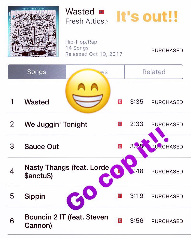 Dunkinonyouhoes's tweet photo. Y'ALL WANNA GET W A S T E D ?Our album is out π€πΎπ₯π Stream it EVERYWHERE πππ½ #FreshAttics #itunes #soundcloud #spotify #pandora etc βοΈβοΈ https://t.co/ARpmxv1QEd