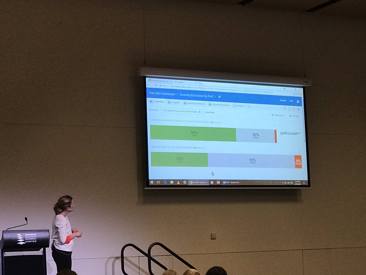eileen_puse's tweet photo. @PwC's Chief Diversity and Inclusion Officer leverages the @Qualtrics XM Platform to display live survey results at the #biig2017 event! https://t.co/HXaoiM2nf0