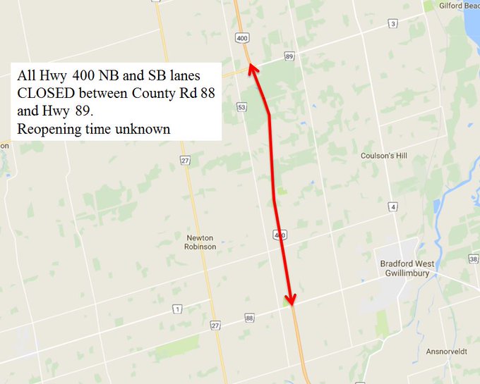 Hwy 89 And 400 Map At Least Three People Dead Following Collision, Explosion On Highway 400 |  The Star