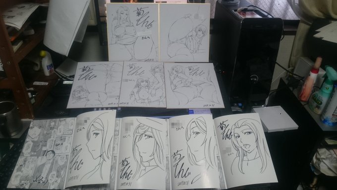 きのうはお疲れ様でしたー。イベントに投票して頂いた皆さんありがとう。落選してしまった方も当選した方も参加ありがとうございます。やっと全部のプレゼント用イラストサインが終わりました。近日中にとどくと思いますのでお楽しみに～ 