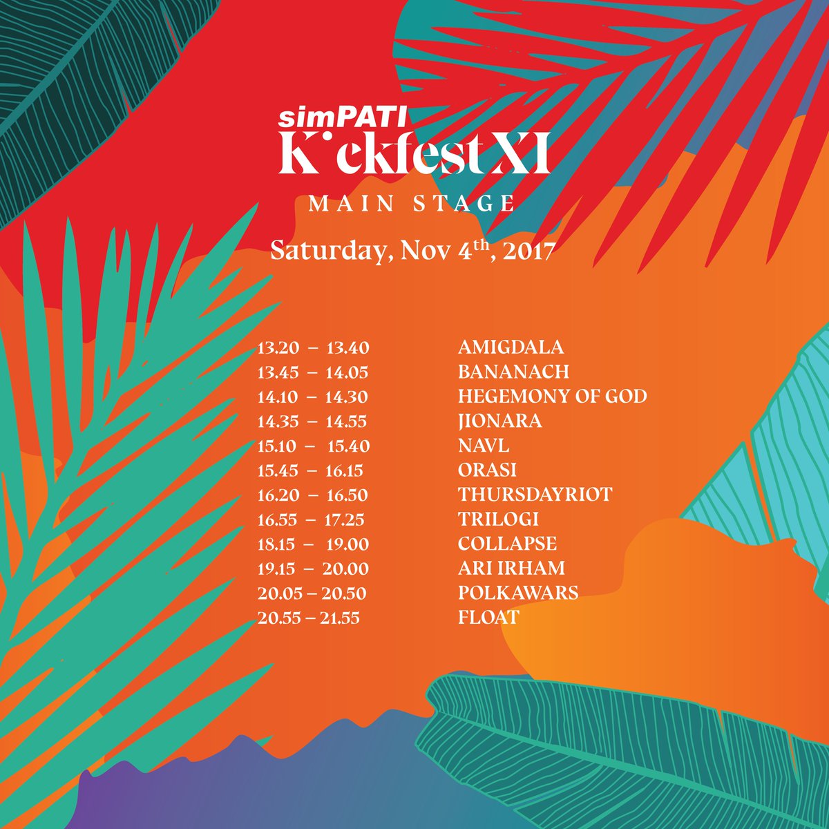 #RUNDOWN Sabtu, 4 November. Mention band yang pengen banget kamu simak di #simPATIKickfestXI Bandung!