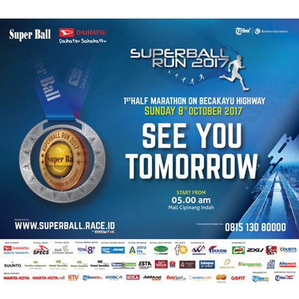tribunSUPERBALL's tweet photo. Terima kasih untuk seluruh peserta SuperBall Run 2017!
See You Tommorow!
#SuperBallRun #SuperBallRun2017 #SuperBall #Run #Runners #Marathon https://t.co/wDbpDP8F4b
