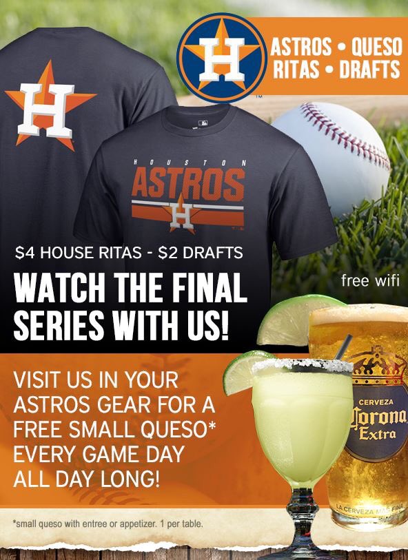 You’ve got this, <a href="/astros/">Houston Astros</a>! Houstonians - join us for Game 7 in your #Astros gear for a free queso. #WorldSeries