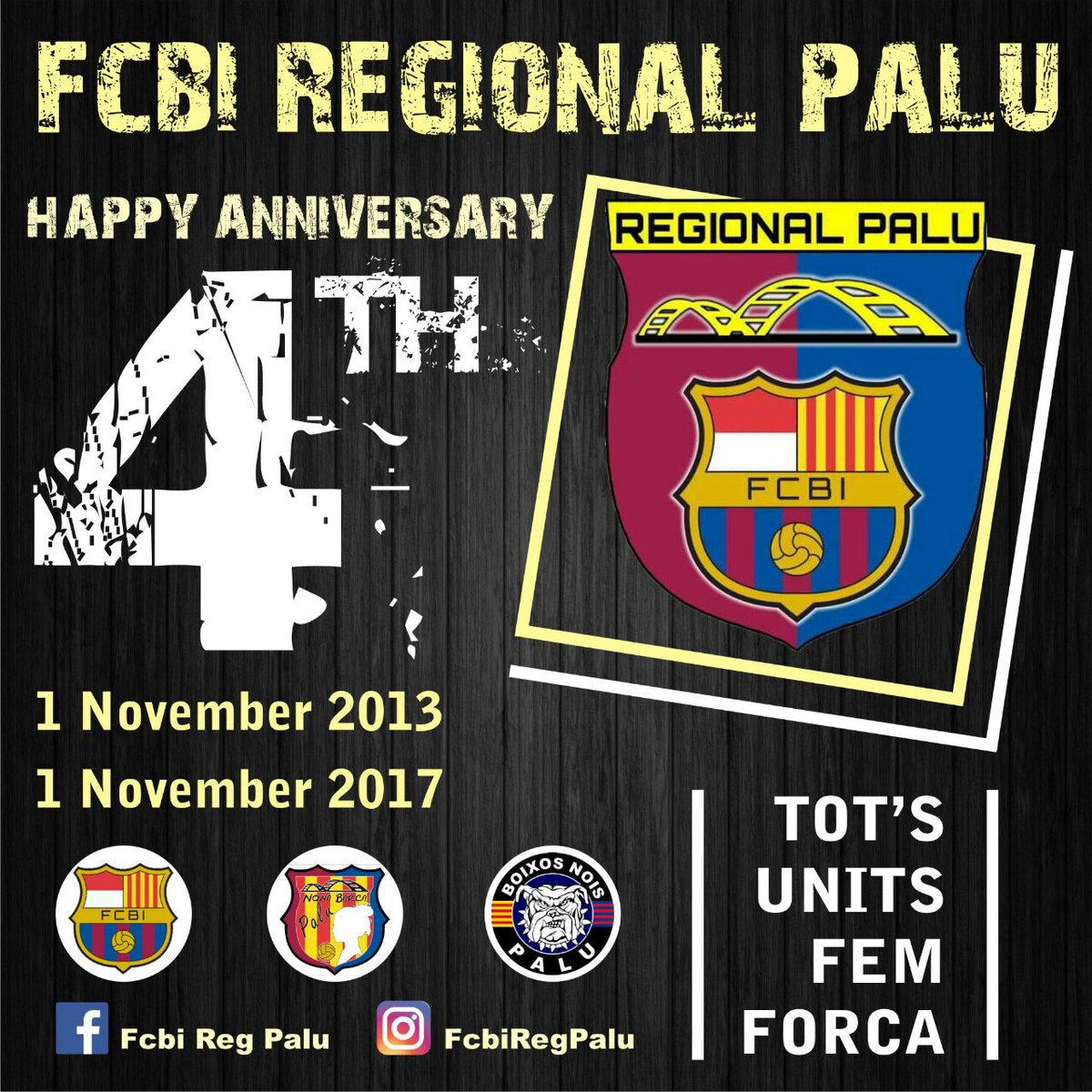 Happy Anniversary <a href="/FCBIPalu/">FCBI Reg. Palu</a> yg ke-4, semoga ttap solid memerah birukan bumi Tadulako.  🎂🎂👏👏👏😎😎👍👍
<a href="/FCB_Indonesia/">FCB INDONESIA</a>
#ViscaBarca
#ViscaFCBI