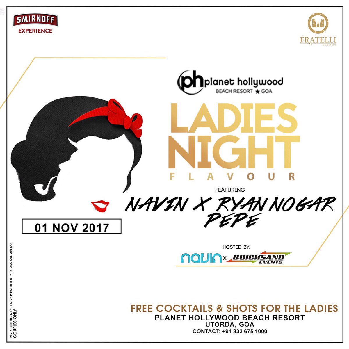 PHGoa's tweet photo. Hello, Ladies!
#Wednesday #LadiesNightFlavour #NavinXRyanNogarPepe #WheninPH #WheninGoa #PartyDestination #MidweekPlan https://t.co/eFTATcNsHD