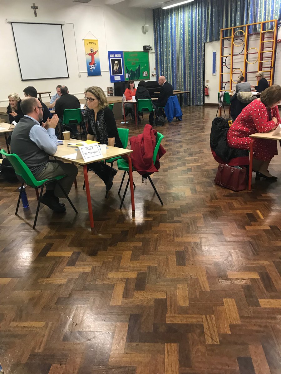 Teachers and parents working together for the good of the children at last night’s consultations.