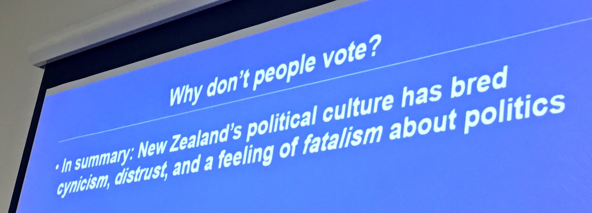Why don’t people vote? 
“NZ political culture has bred cynicism, distrust, and a feeling of fatalism about politics” Leon Iusitino, #autuni