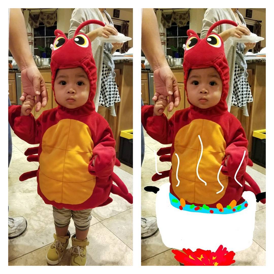 circusxmidget's tweet photo. When you pick the wrong costume #HappyHalloween #TrickOrTreat #GiveMeSomethingGoodToEat #Lobster #DinnerIsServed #RemyBoy #WorstAuntEver https://t.co/4TUR1128x5