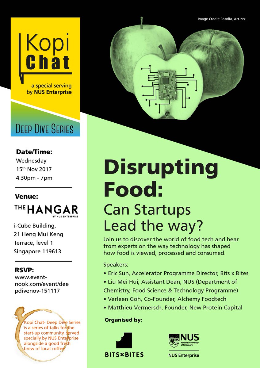 We will be speaking at a #foodtech meetup for #startups at <a href="/NUSingapore/">NUS</a> #KopiChat. Join us! #foodfuture