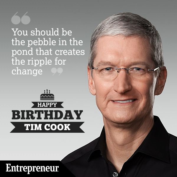 Wishing a very happy birthday to the CEO of Inc., Tim Cook.  