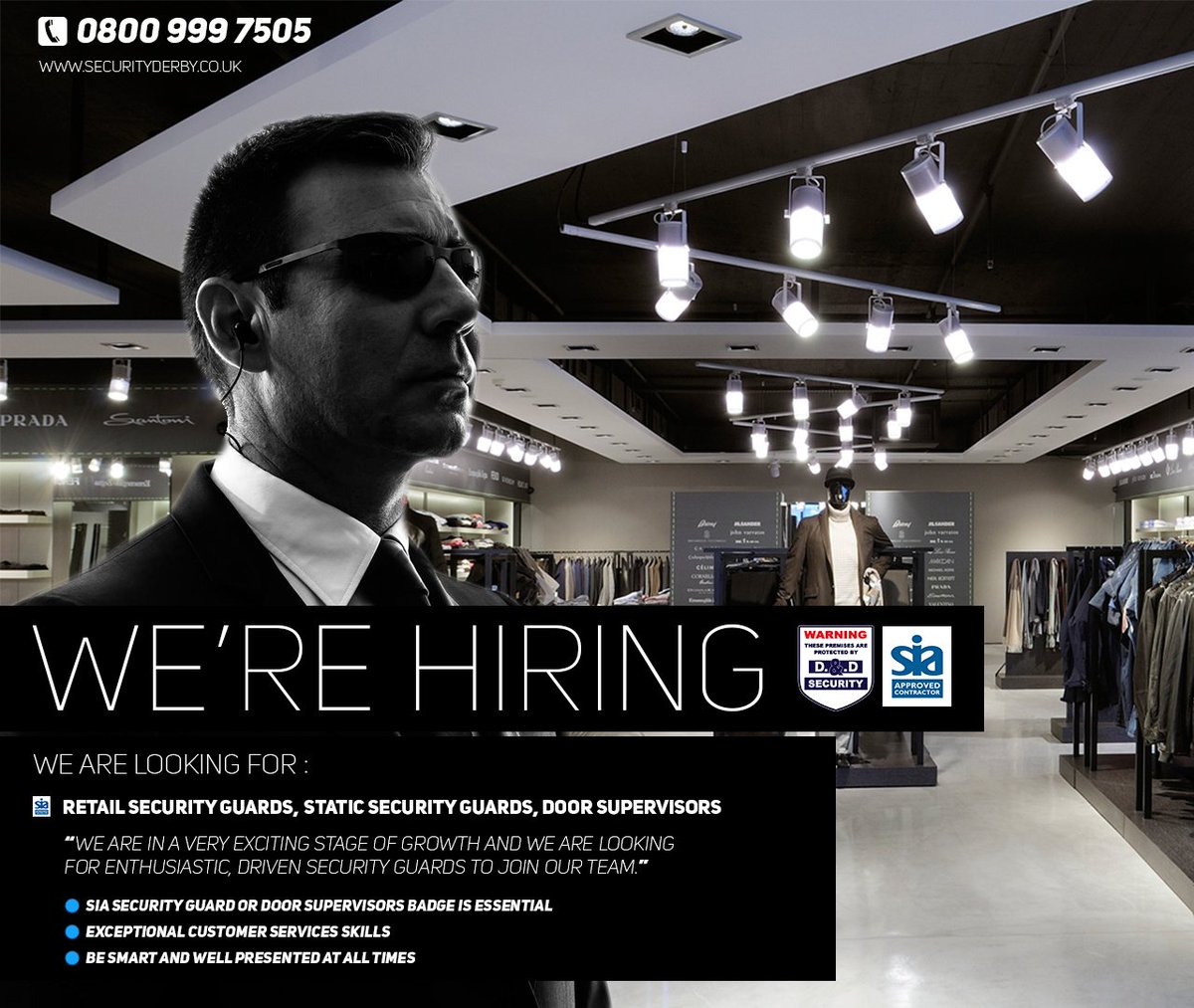 DDsecurityDerby's tweet image. We&apos;re hiring call us on 0800 999 7505
securityderby.co.uk
