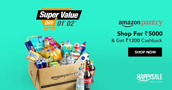 HappySaleIn's tweet photo. #AmazonSuperValueDays are back with a bang. Shop at @AmazonIN and win huge cashback. https://t.co/sRFzjFcsV7 https://t.co/8snCw4p3NS