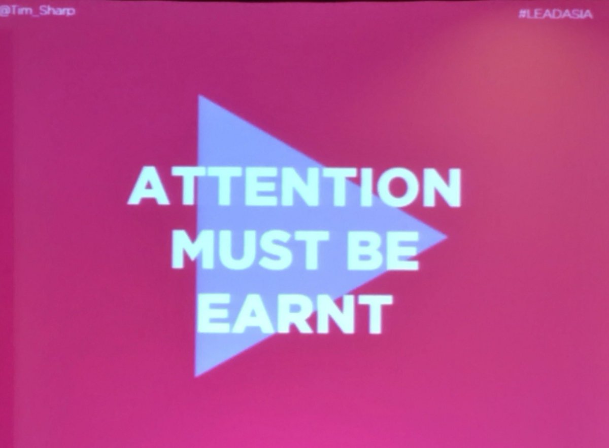 kevinkansg's tweet photo. "You cannot buy #attention " @tim_sharp
#leadasia #DigitalMarketing #marketing #digital #video #content #CustomerExperience #cx #mobile https://t.co/4D9F8nyWDj