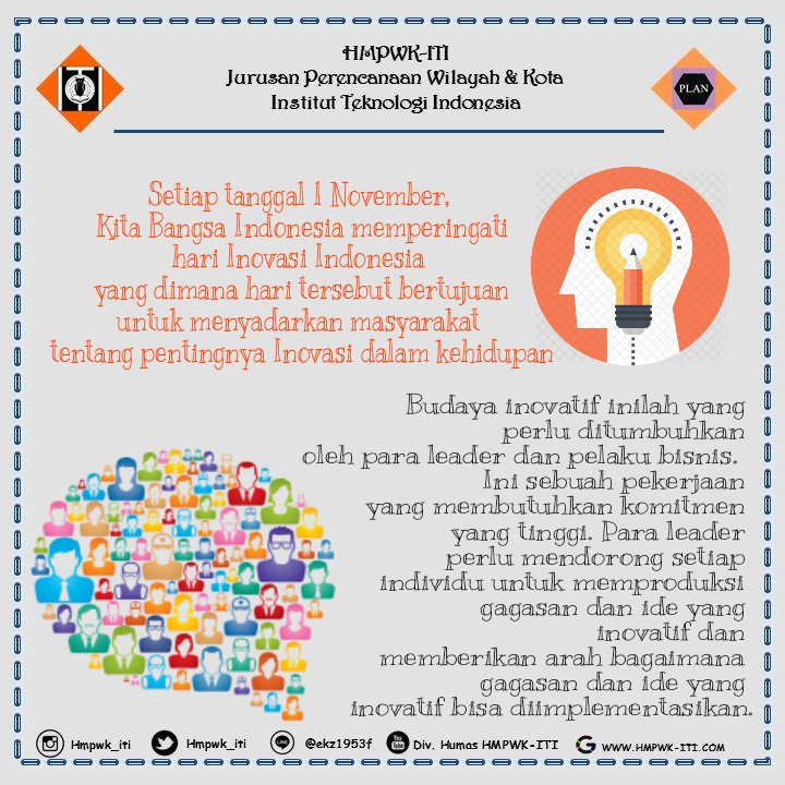 Selamat Hari Inovasi Indonesia, sebagai generasi muda bangsa wajib memiliki jiwa inovatif utk kemajuan bangsa Indonesia #GelorakanInovasi