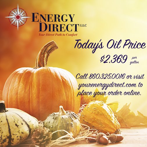 Today's price is $2.369 To place your order call 860.325.0016 or visit yourenergydirect.com to place your order online. #oilheat #codoil