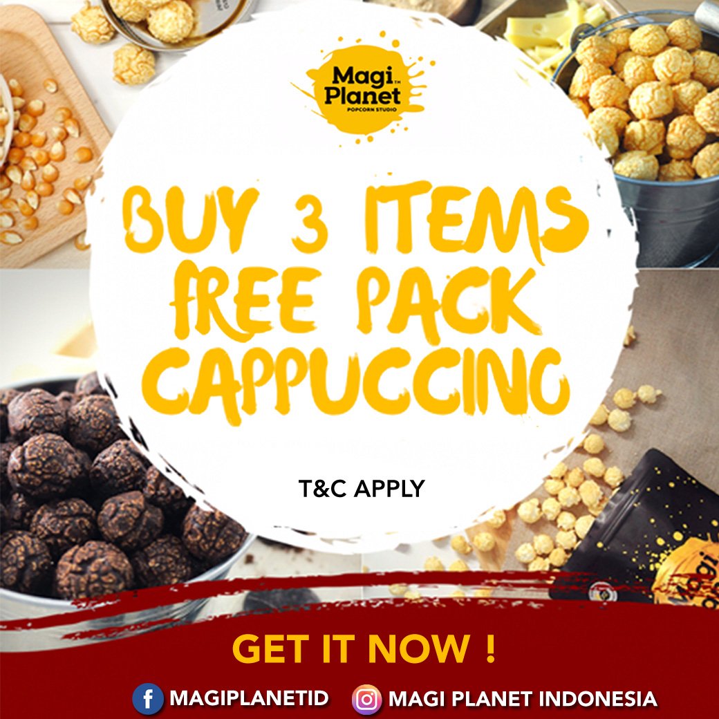 PlanetPopcornID's tweet photo. The sweet month for Cappuccino flavours treat for you! 
Visit our outlet in Jakarta and Tangerang. 
Enjoy our Cappuccino promo! Buy 3 items free 1 pack Cappuccino ☕🍿 @EmporiumPluit https://t.co/ve6JbZXySF