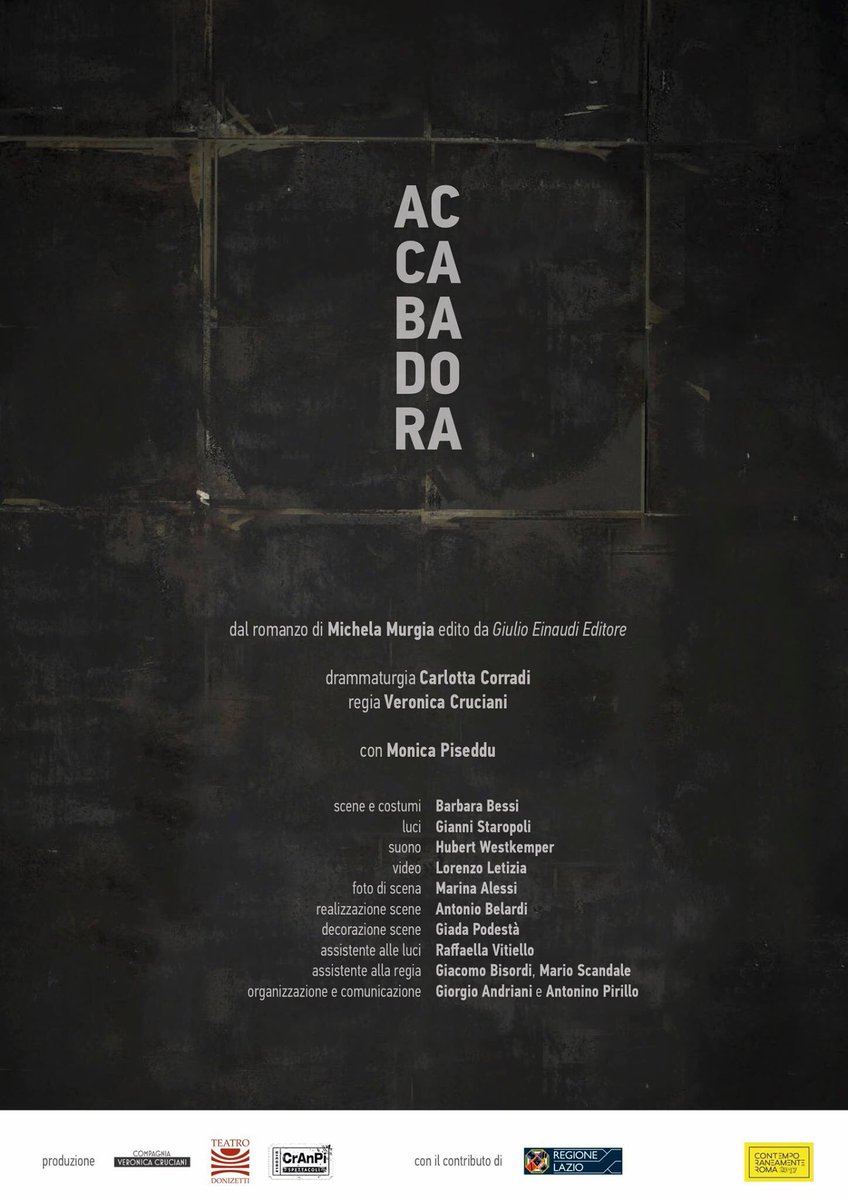 9 e 10 nov al <a href="/TBQuarticciolo/">Teatro Quarticciolo</a> #accabadora #anteprimanazionale <a href="/veronicacrucian/">veronica cruciani</a> <a href="/KelleddaMurgia/">Michela Murgia</a> <a href="/Teatrodonizetti/">Fondazione Teatro Donizetti</a> @contemporanearm