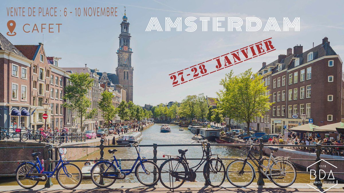 BDA_ScPoLille's tweet photo. Le BDA vous emmène à AMSTERDAM! Pour passer un week-end au top après les partiels il y a pas mieux! Plus d’infos ici https://t.co/eHxIys7eyZ https://t.co/oqfvc5PPE2
