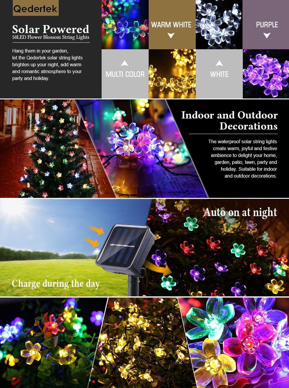 Qedertek solar on sale christmas lights