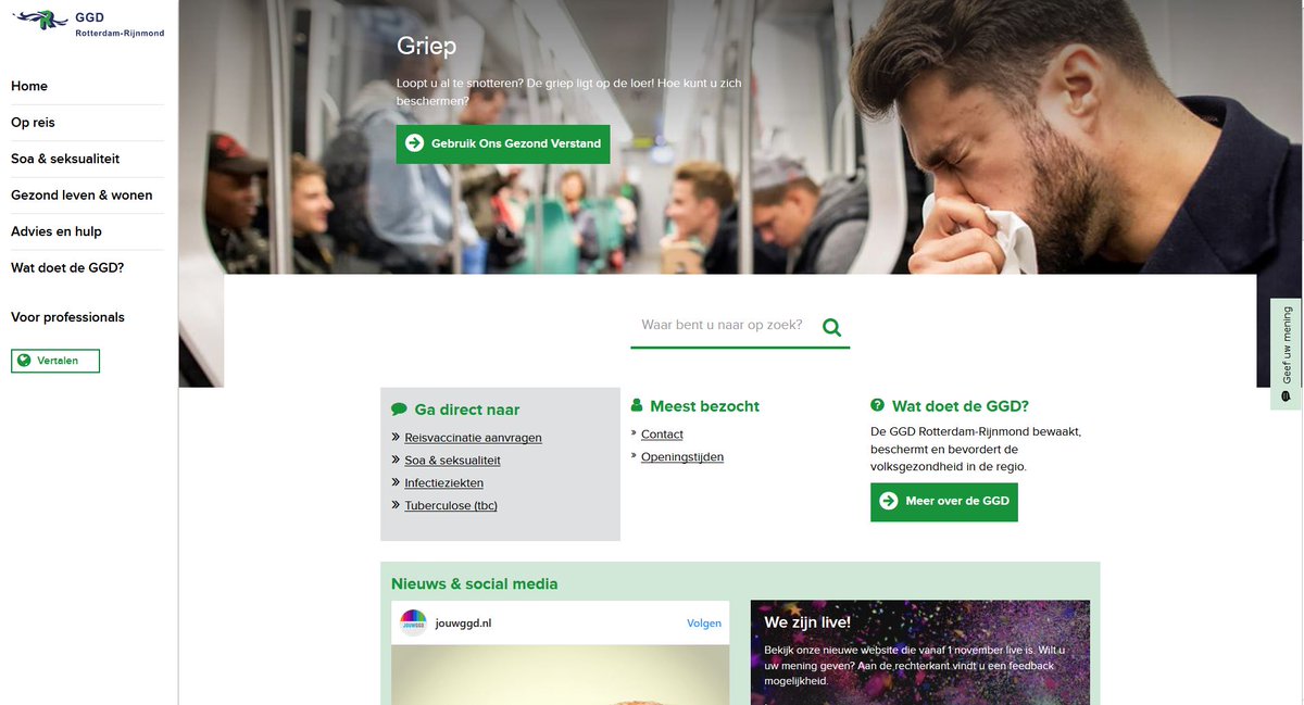 Onze nieuwe website is live! Wat vinden jullie er van? Laat het ons weten! ggdrotterdamrijnmond.nl #onsgezondverstand #trots