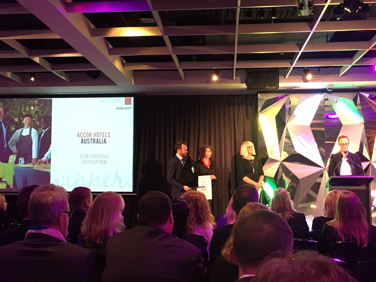 GinniRyan's tweet photo. Thrilled for the @AccorHotelsAus team winners of the 2017 @BanksiaFdn award for large business sustainability https://t.co/3ucpEqFnNq