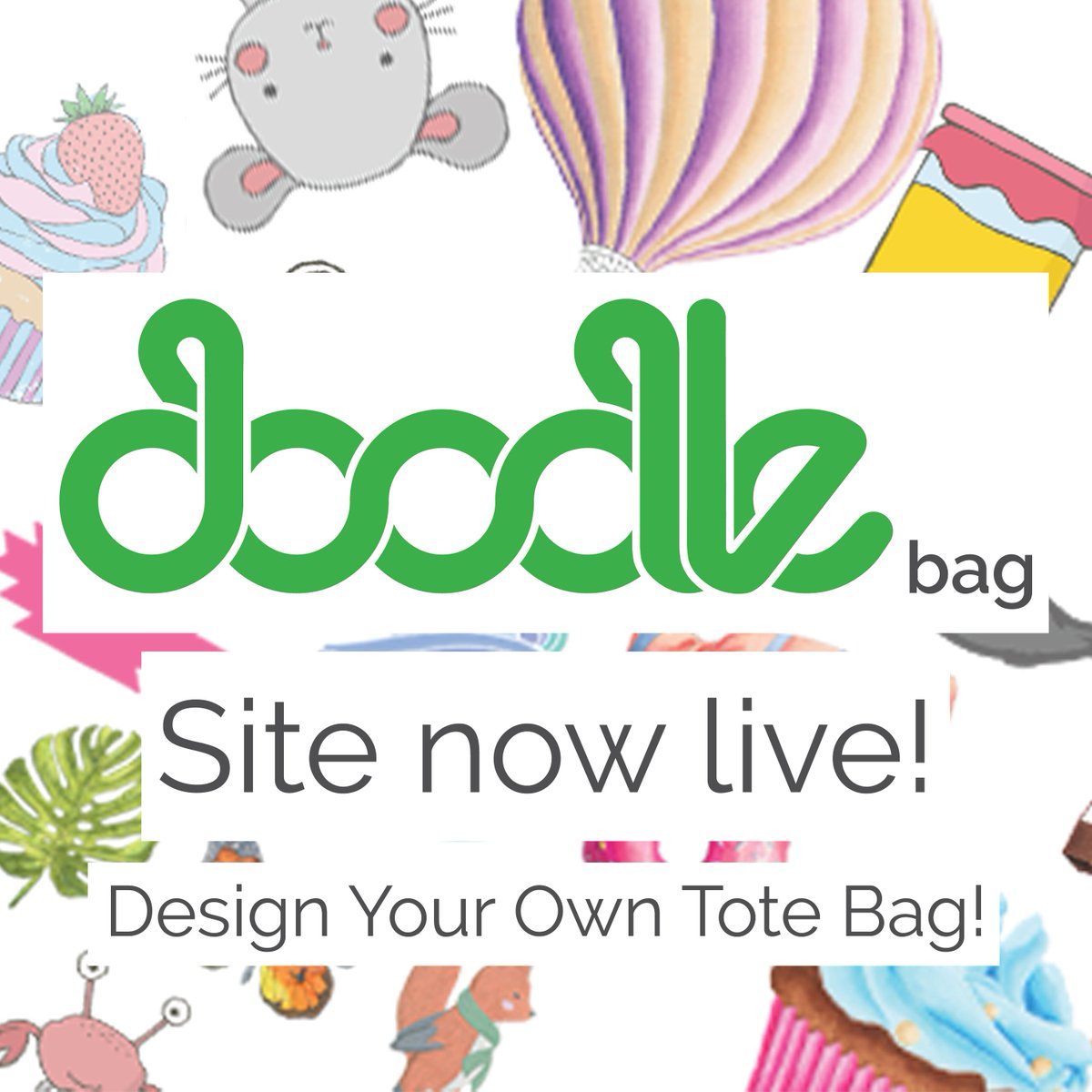 Our new website is now live. Visit doodle-bag.com to #personalise your own tote bag! Free UK delivery and no minimum order quantity