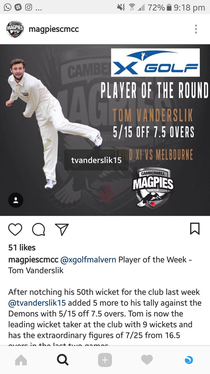 Awesome <a href="/MagpiesCMCC/">Camberwell Magpies</a> on player promotion &amp; sponsor inclusion #gopies 
<a href="/vicpremcricket/">Vic Premier Cricket</a> <a href="/XGolfMalvern/">X-Golf Malvern</a>