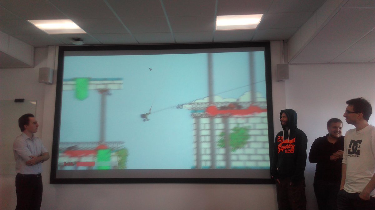 SimonScarle's tweet photo. The Astounding Adventures of Wheelchair Assassin: Physics based sniper fighting for wheelchair access. @UWEGames Proc #GameJam #GameDev https://t.co/gwnuTqKg2I