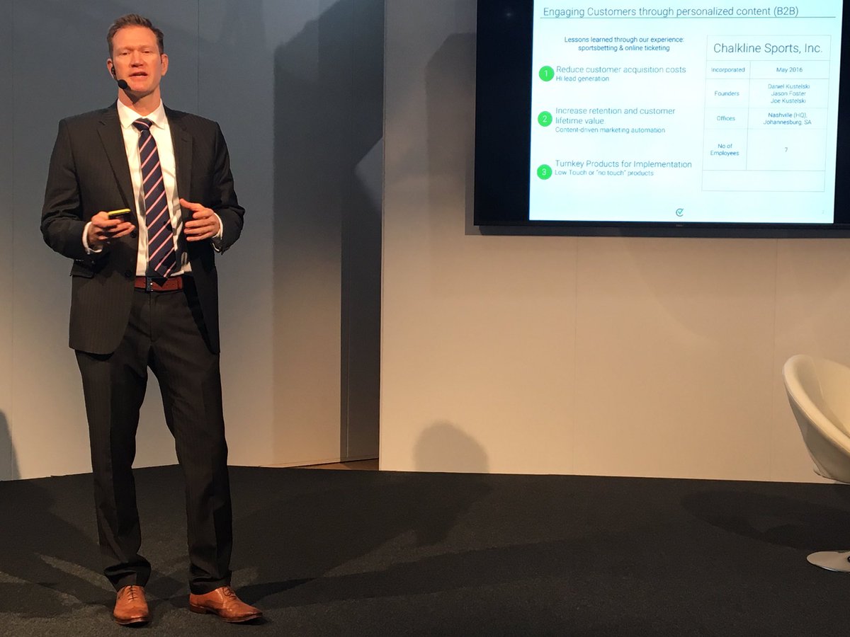 'Our goal is to own the thumb of every bettor', <a href="/ChalkLineSports/">Chalkline Sports</a> Dan Kustelski pitching on <a href="/EiG_Gaming/">EiG</a> #startup launchpad