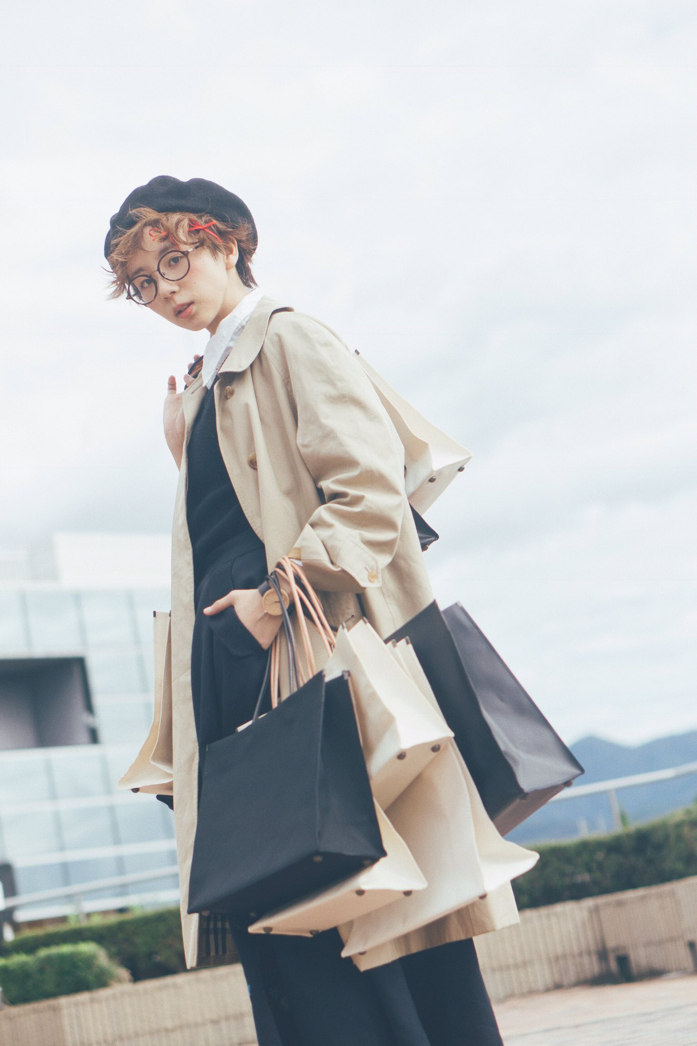 バッグ satomi shopper bag 縦型 black | kentohashiguchi