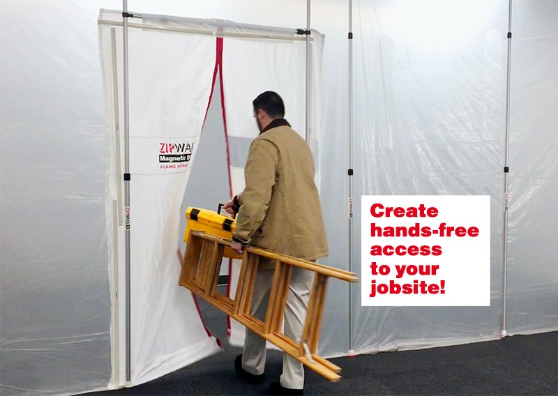 Every contractor should have a ZipWall® Magnetic Door! Self-closing, hands-free access is great for foot traffic. zipwall.com