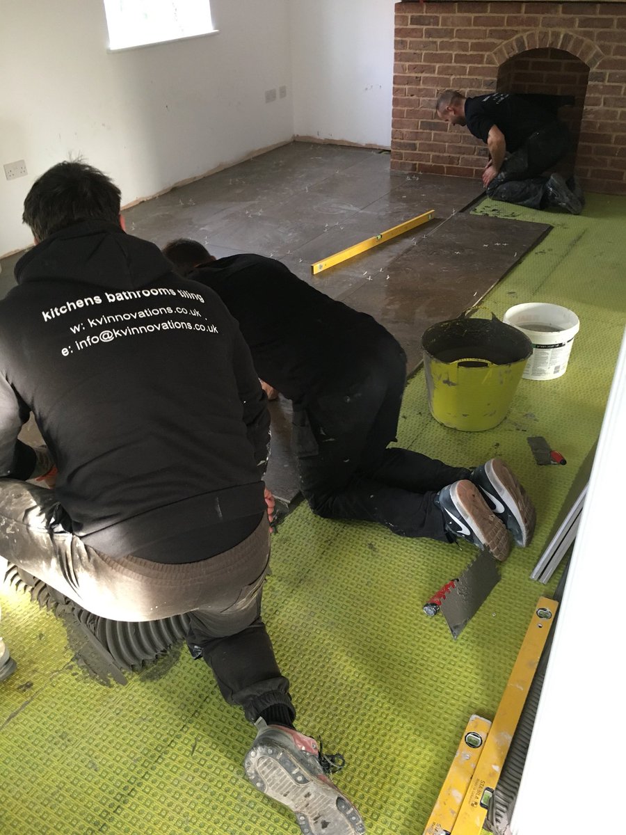 Tiles being fixed!! #KVInnovations #WednesdayWisdom