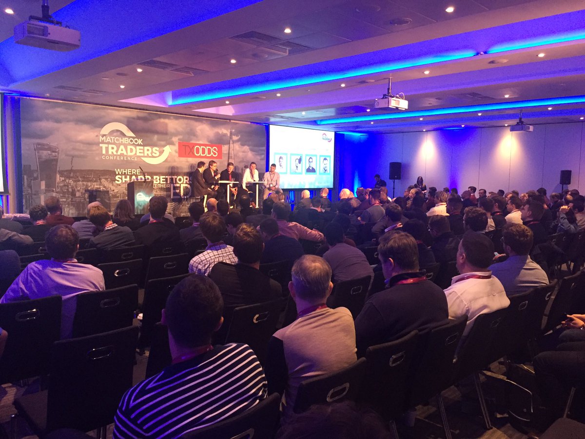 PGeasley's tweet photo. NFL Pro Panel @Carlsonsports @BradAllenNFL @nickgoff79 @SenseiChanning take the stage @TeamMatchbook #TradersCon2017 https://t.co/sBLsuWU9ka