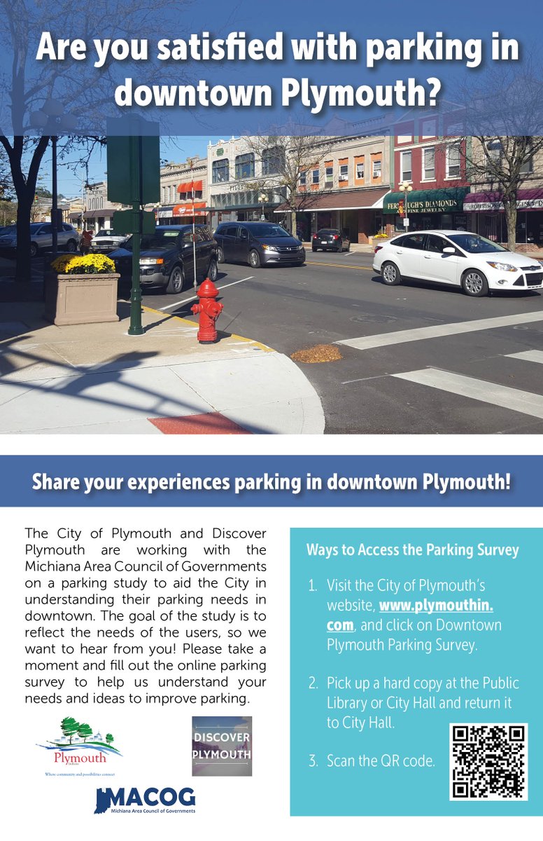 PlymouthIndiana's tweet photo. Do you visit downtown?  Please, fill out the following survey so we can assess Plymouth's needs.  Thanks!
https://t.co/BQQjzR1YsQ https://t.co/iv6KLsJt7b