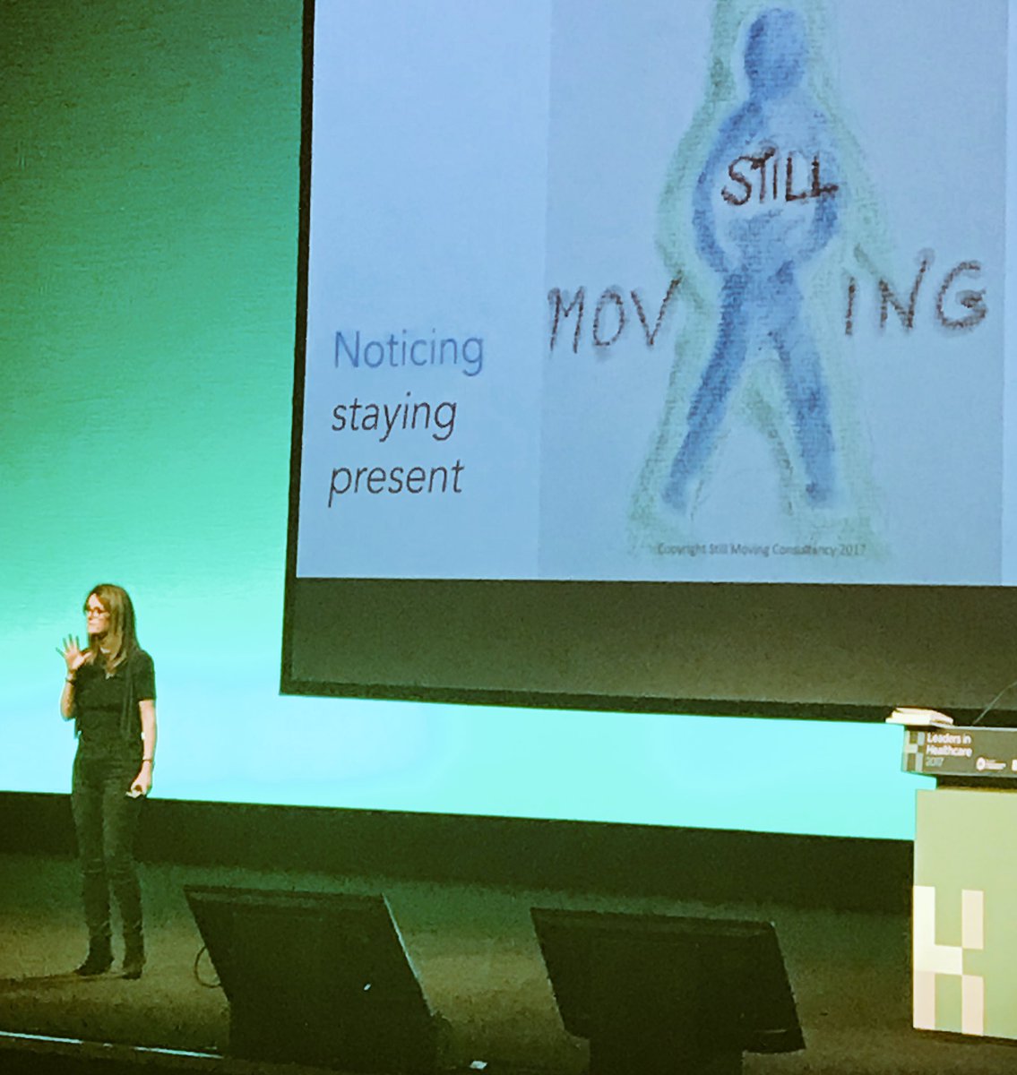 KarenJ_Lindsay's tweet photo. Stay present. Observe your emotions don’t be over run by your emotions - reminiscent of #chimpparadox @LeadersHealth #leaderhealth17 https://t.co/LrcwcnJ4s1