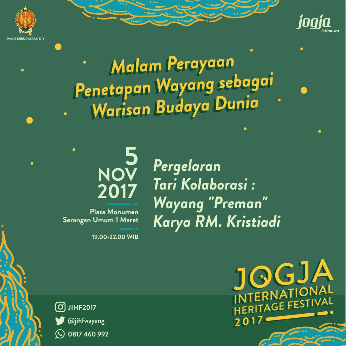JIHFWayang's tweet photo. 5 Nov  akan ada perayaan Penetapan Wayang Sebagai Warisan Budaya Dunia dengan Pergelaran Tari kolaborasi Wayang" Preman karya RM.Kristiadi. https://t.co/NoXdBADw7a