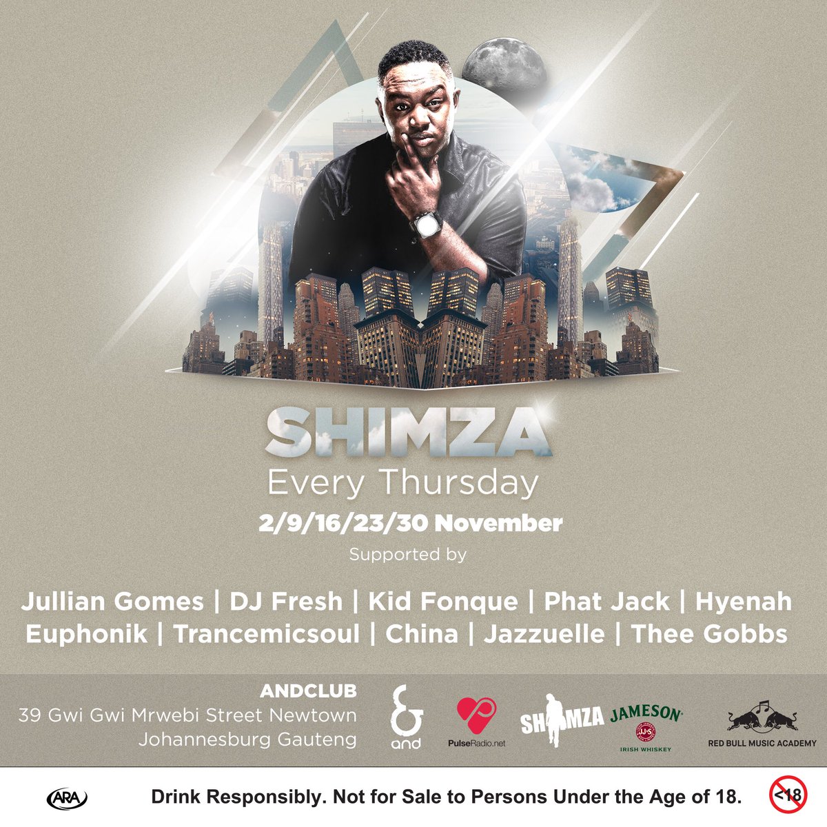 Shimza01's tweet photo. Tomorrow night is the opening night! See you at @ANDClubZA 🕺🏾🕺🏾🕺🏾 https://t.co/BRbrky08xg